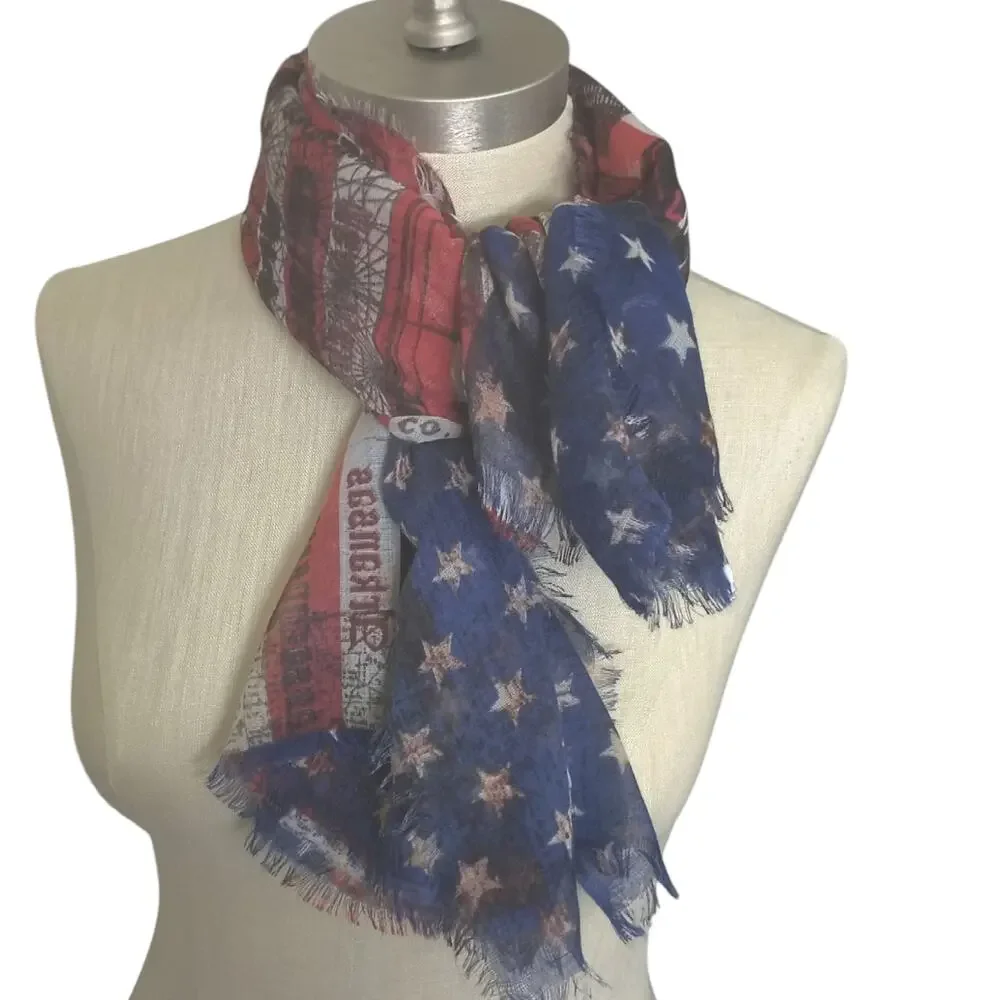American Backroads USA Flag Scarf Americana Patriotic Lightweight Wrap Shawl